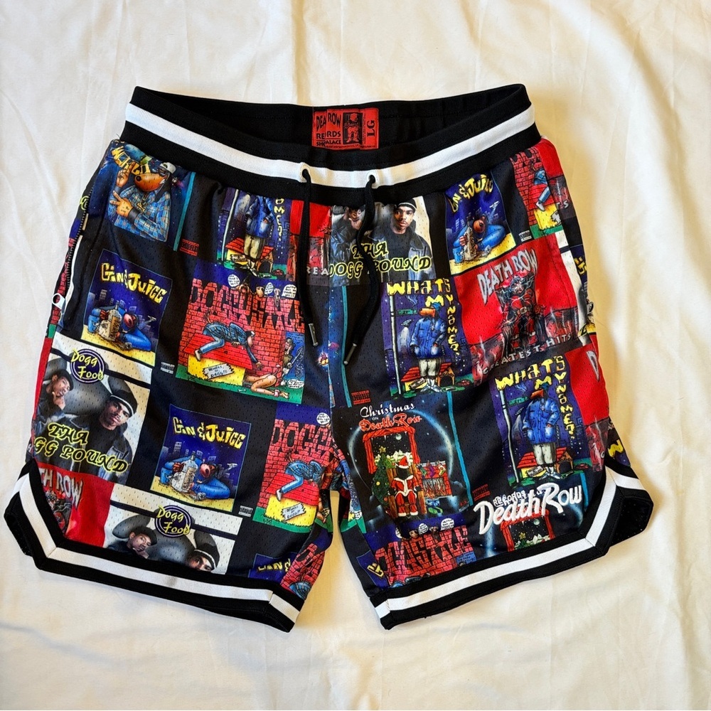 Death Row Records Graphic Shorts Men’s Large Hip Hop Tie Waist Streetwear